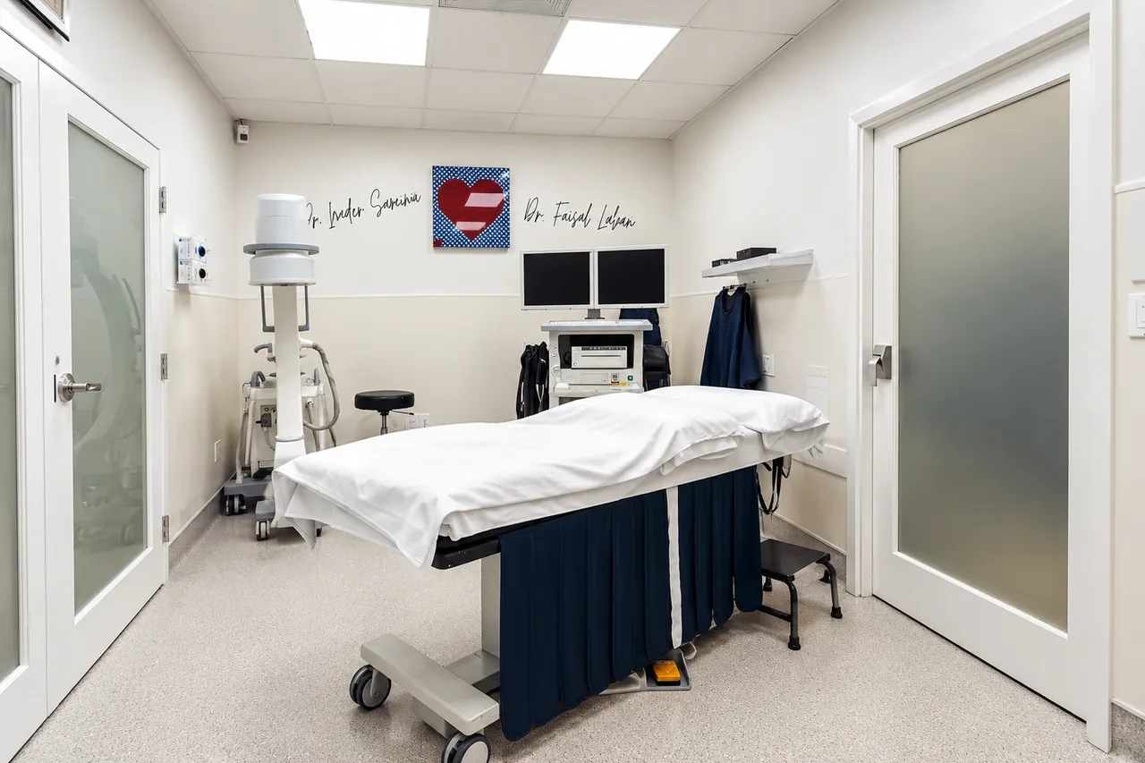 Procedure room at the affiliated outpatient surgery center, 455 N Roxbury Dr Suite B